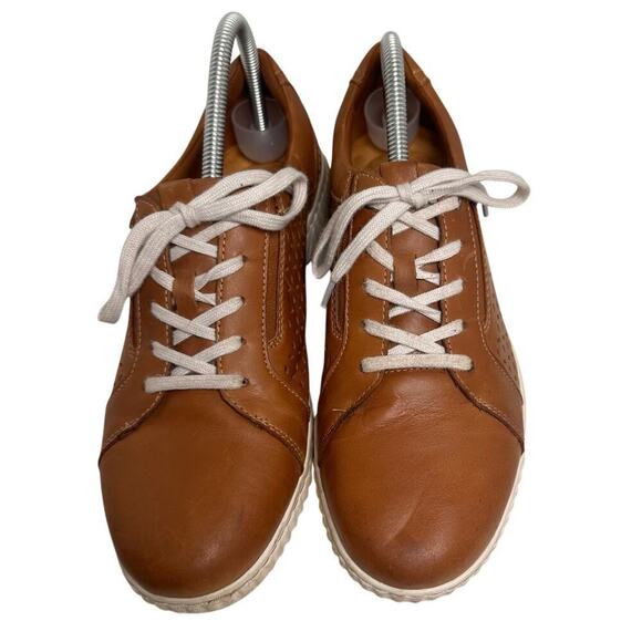 Clarks Collection Caroline Ella Leather Casual Sneakers Sz 10 M Cognac Comfort - Picture 9 of 16